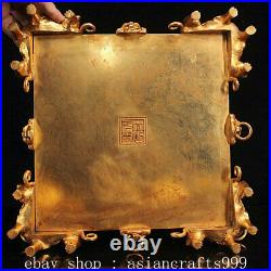 12 Old Chinese Pure Copper Gilt Gold Dynasty Dragon Pixiu Beast Seal Stamp Set
