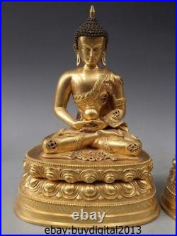 12 Tibetan Pure Bronze 24K Gold Sakyamuni Shakyamuni Tathagata Buddha Statue Set