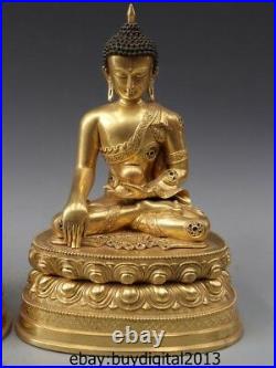 12 Tibetan Pure Bronze 24K Gold Sakyamuni Shakyamuni Tathagata Buddha Statue Set