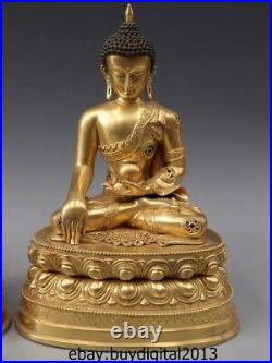 12 Tibetan Pure Bronze 24K Gold Sakyamuni Shakyamuni Tathagata Buddha Statue Set