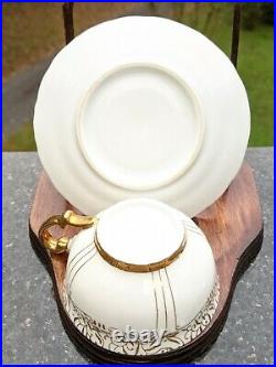 14 Piece Pure White Fine Porcelain withOrnate 24K Gold Gilt Set Tea Service for 5