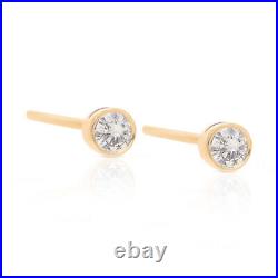 14K Gold 0.10 Ct. Lab-Created Diamond Round Bezel Set Studs Fine Jewelry