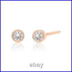 14K Gold 0.10 Ct. Lab-Created Diamond Round Bezel Set Studs Fine Jewelry