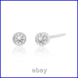 14K Gold 0.10 Ct. Lab-Created Diamond Round Bezel Set Studs Fine Jewelry