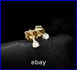 14K Gold 0.10 Ct. Solitaire Three Prong Set Diamond Classic Wedding Stud