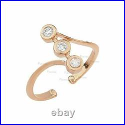 14K Gold 0.15 Ct. Three Bezel Set Diamond Swirl Design Open Ring Jewelry