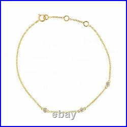 14K Gold 0.15 Ct. Three Bezel Set Diamond Wedding BraceletFine Jewelry