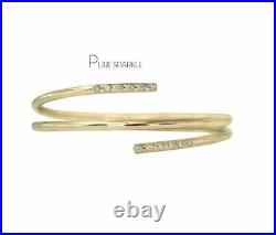 14K Gold 0.18 Ct. Flush Set Diamond Wrap Bangle Bracelet Fine Jewelry