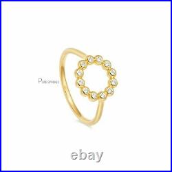 14K Gold 0.24 Ct. Bezel Set Diamond Circle Design Ring Fine Jewelry