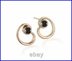 14K Gold 0.30 Ct. Bezel Set Black Diamond Minimal Earrings Fine Jewelry