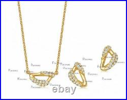 14K Gold 0.30 Ct. Diamond Sail Design Earring Necklace Fine Jewelry Set