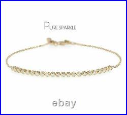 14K Gold 0.55 Ct. Bezel Set Diamonds Friendship Bracelet Fine Jewelry