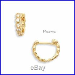 14K Gold 0.60 Ct. Diamond Bezel Set Huggie Hoop Earrings Fine Jewelry