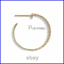 14K Gold 1.10 Ct. Bezel Set Diamond Long Hoop Earrings Fine Jewelry