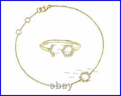 14K Gold Diamond Honeycomb Design Ring Bracelet Fine Jewelry Set