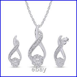 14K Gold Plated Silver 0.11 Natural Diamond Infinity Earrings & Pendant Set