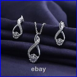 14K Gold Plated Silver 0.11 Natural Diamond Infinity Earrings & Pendant Set