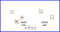 14K Pure Solid White/Yellow Gold Basket Studs Set With Triple A Cubic Zirconia