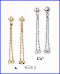 14K Pure Solid YellowithWhite Gold Dangle Drop Fashion Earrings Set