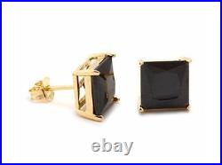 14K Pure Solid YellowithWhite/Rose Gold 4 Prong Basket Set Earrings Black Prin
