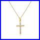 14K Real Solid Yellow Gold Dainty Cross Christian CZ Pendant Charm Necklace 18in