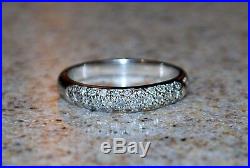 14K WHITE GOLD PAVE SET NATURAL DIAMOND. 25 BAND RING Sz7 Perfect Condition