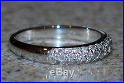 14K WHITE GOLD PAVE SET NATURAL DIAMOND. 25 BAND RING Sz7 Perfect Condition