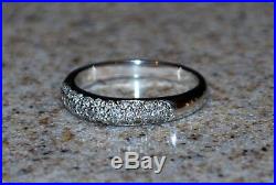 14K WHITE GOLD PAVE SET NATURAL DIAMOND. 25 BAND RING Sz7 Perfect Condition