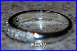 14K WHITE GOLD PAVE SET NATURAL DIAMOND. 25 BAND RING Sz7 Perfect Condition