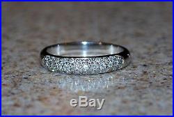 14K WHITE GOLD PAVE SET NATURAL DIAMOND. 25 BAND RING Sz7 Perfect Condition