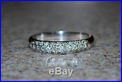 14K WHITE GOLD PAVE SET NATURAL DIAMOND. 25 BAND RING Sz7 Perfect Condition