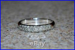 14K WHITE GOLD PAVE SET NATURAL DIAMOND. 25 BAND RING Sz7 Perfect Condition