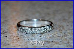 14K WHITE GOLD PAVE SET NATURAL DIAMOND. 25 BAND RING Sz7 Perfect Condition
