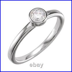 14K White Gold 1/4 CT Lab-Grown Diamond Bezel-Set Ring Perfect Gift for Her