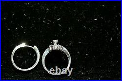 14K White Gold Diamond Heart Wedding Ring Set 5.2g Perfect for a Summer Wedding