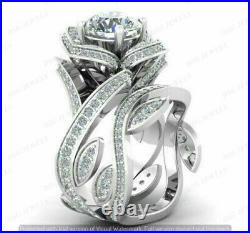 14K White Gold Over 3.8CT Pure CZ Ladies Vintage Bridal Engagement Ring Band Set