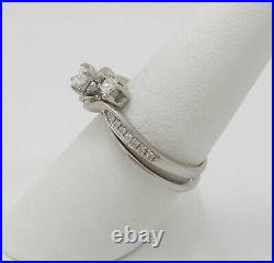 14K White Gold Over CZ Lab Created 4Ct Engagement & Wedding Bridal Set Pure Ring