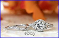 14K White Gold Over Vintage Perfect Art Deco Bridal Set Wedding Ring 2Ct Diamond