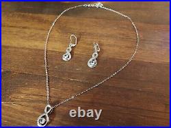 14K White Gold Plated Infinity Women's Necklace Earrings Set Real Moissanite 4Ct