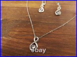 14K White Gold Plated Infinity Women's Necklace Earrings Set Real Moissanite 4Ct