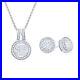 14K White Gold Plated Silver Diamond Accent Frame Pendant and Stud Earrings Set