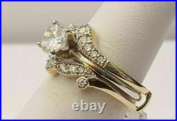 14K Yellow Gold Plated Perfect Vintage Art Deco Bridal Set Ring 1.45 CT Diamond