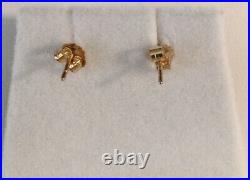 14K Yellow Solid Gold 3-Row Channel Set White CZ Post Earrings, Wt 5 Grams