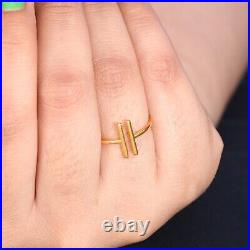 14k Pure gold parallel bar ring minimalist dainty womens promise ring gift item