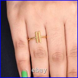 14k Pure gold parallel bar ring minimalist dainty womens promise ring gift item