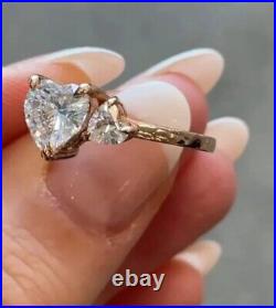 14k Rose Gold Plated 1.20 Ct Prong Setting Heart Cut Moissanite Perfect Ring