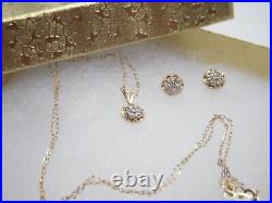 14k Solid Gold Petite Diamond Necklace Earring set 18in Long SAVE 700 #2060