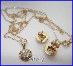 14k Solid Gold Petite Diamond Necklace Earring set 18in Long SAVE 700 #2060