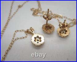 14k Solid Gold Petite Diamond Necklace Earring set 18in Long SAVE 700 #2060