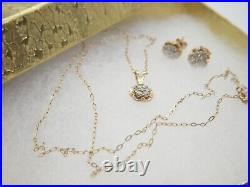 14k Solid Gold Petite Diamond Necklace Earring set 18in Long SAVE 700 #2060